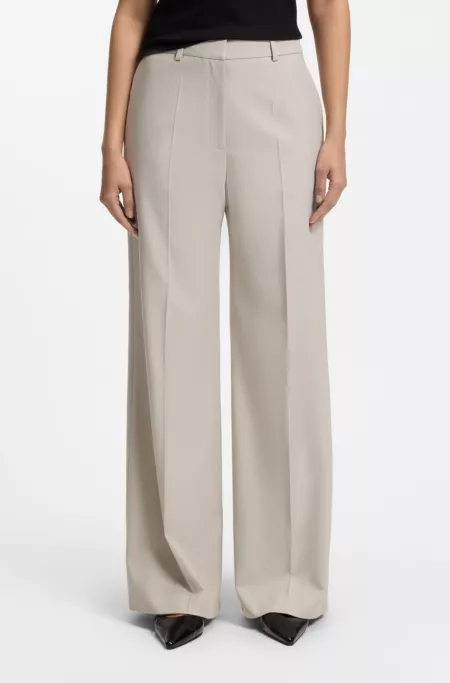 Regular-fit wide-leg pants in stretch fabric