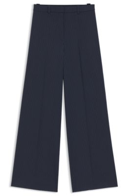 Pantalon large Regular en tissu stretch &agrave; rayures tennis, Fantaisie