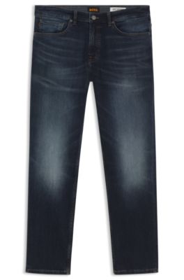 Maine Regular-fit blue-black jeans in soft motion denim, Dark Blue
