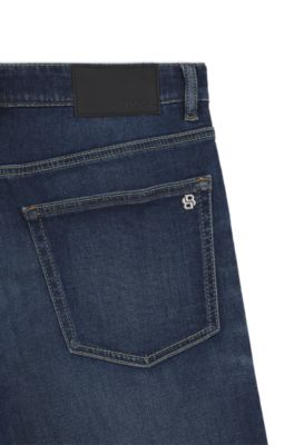 Tapered-fit jeans with stretch cotton and contrast stitching, Blue