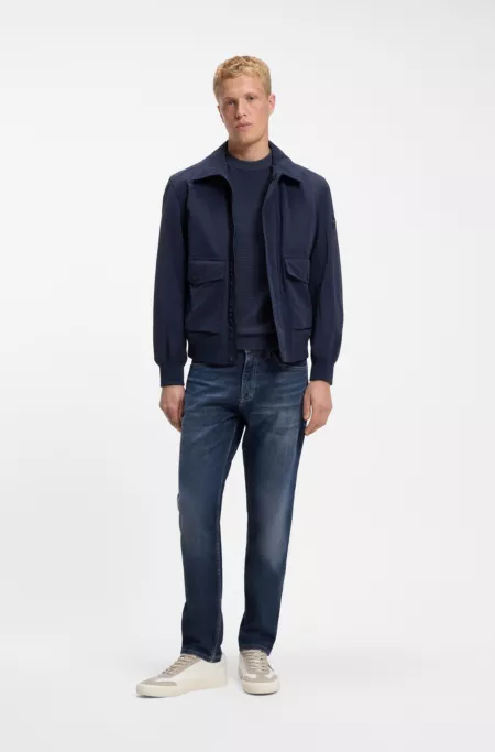 Tapered-fit jeans with stretch cotton and contrast stitching