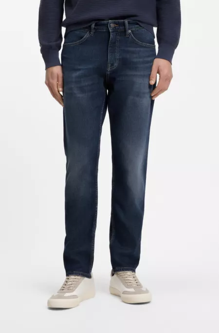 Tapered-fit jeans with stretch cotton and contrast stitching