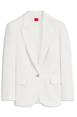Regular-fit blazer with metal button, White