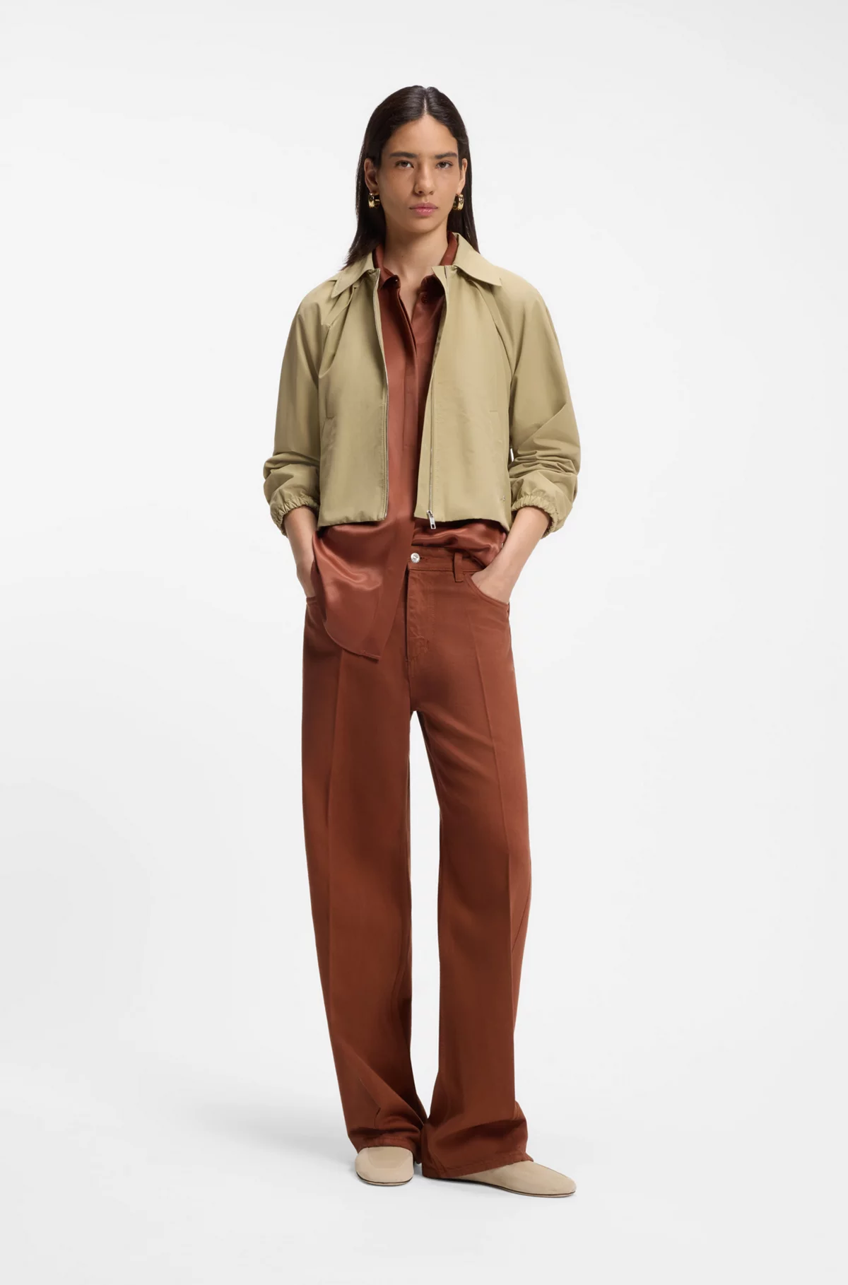 Relaxed-fit colored jeans in soft cotton blend, Brown