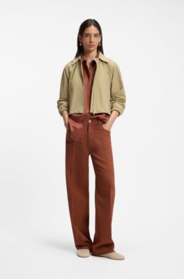 Relaxed-fit colored jeans in soft cotton blend, Brown