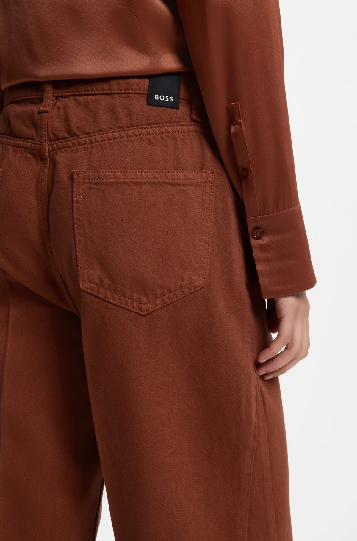 Relaxed-fit colored jeans in soft cotton blend, Brown