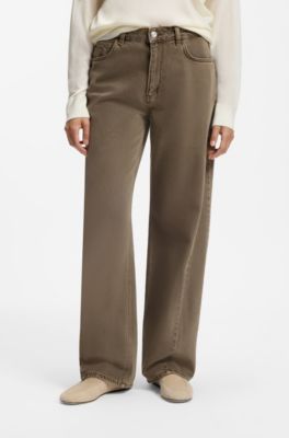 Relaxed-fit colored jeans in soft cotton blend, Brown