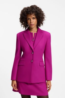 Blazer Regular &agrave; boutons m&eacute;talliques, Rose fonc&eacute;