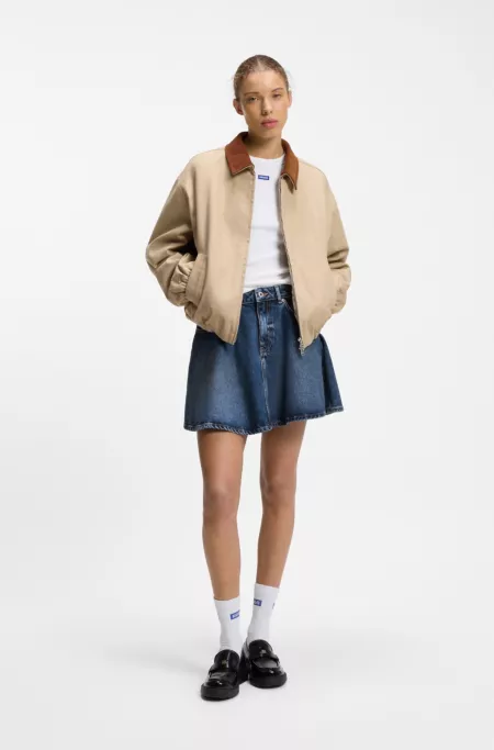 High-waisted mini skirt in blue denim