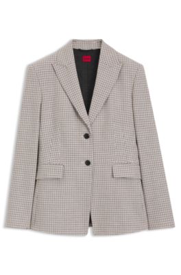 Regular-fit blazer with micro check, Patterned