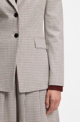 Regular-fit blazer with micro check, Patterned