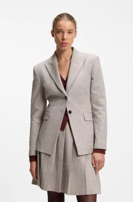 Regular-fit blazer with micro check