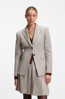 Regular-fit blazer with micro check, Patterned