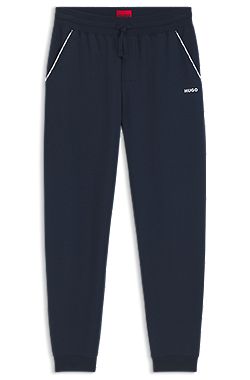 Pantalones de chándal de algodón con puños elásticos y ribetes con logo
