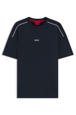 Camiseta relaxed fit con logo de alta densidad, Azul oscuro