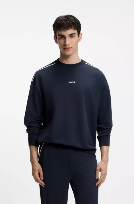 Relaxed-fit sweatshirt with logo print and piping
