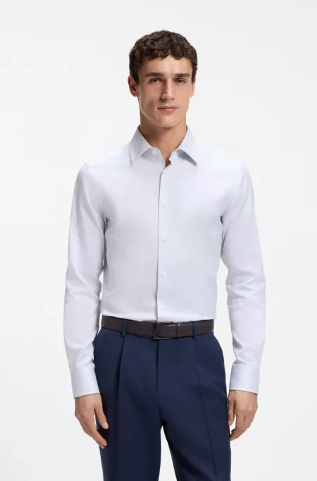 Slim-fit shirt in striped Italian-made cotton
