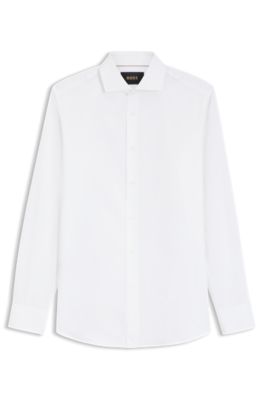 Regular-fit shirt in micro-structured Italian cotton, White