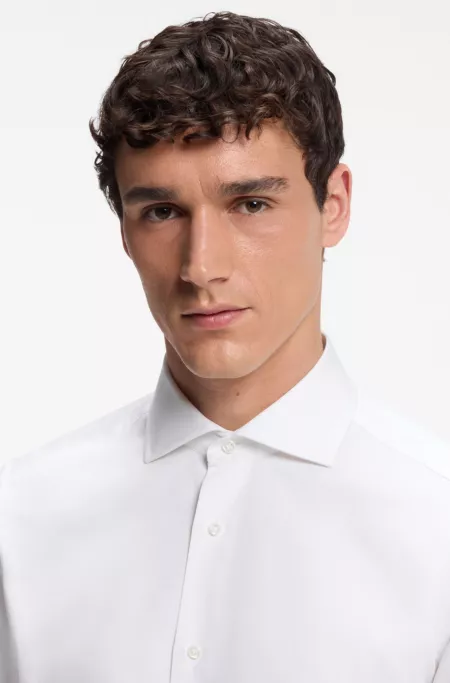 Regular-fit shirt in micro-structured Italian cotton