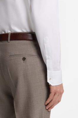 Regular-fit shirt in micro-structured Italian cotton, White