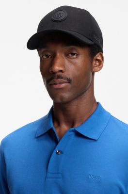 Cotton-canvas cap with Double B monogram badge, Black