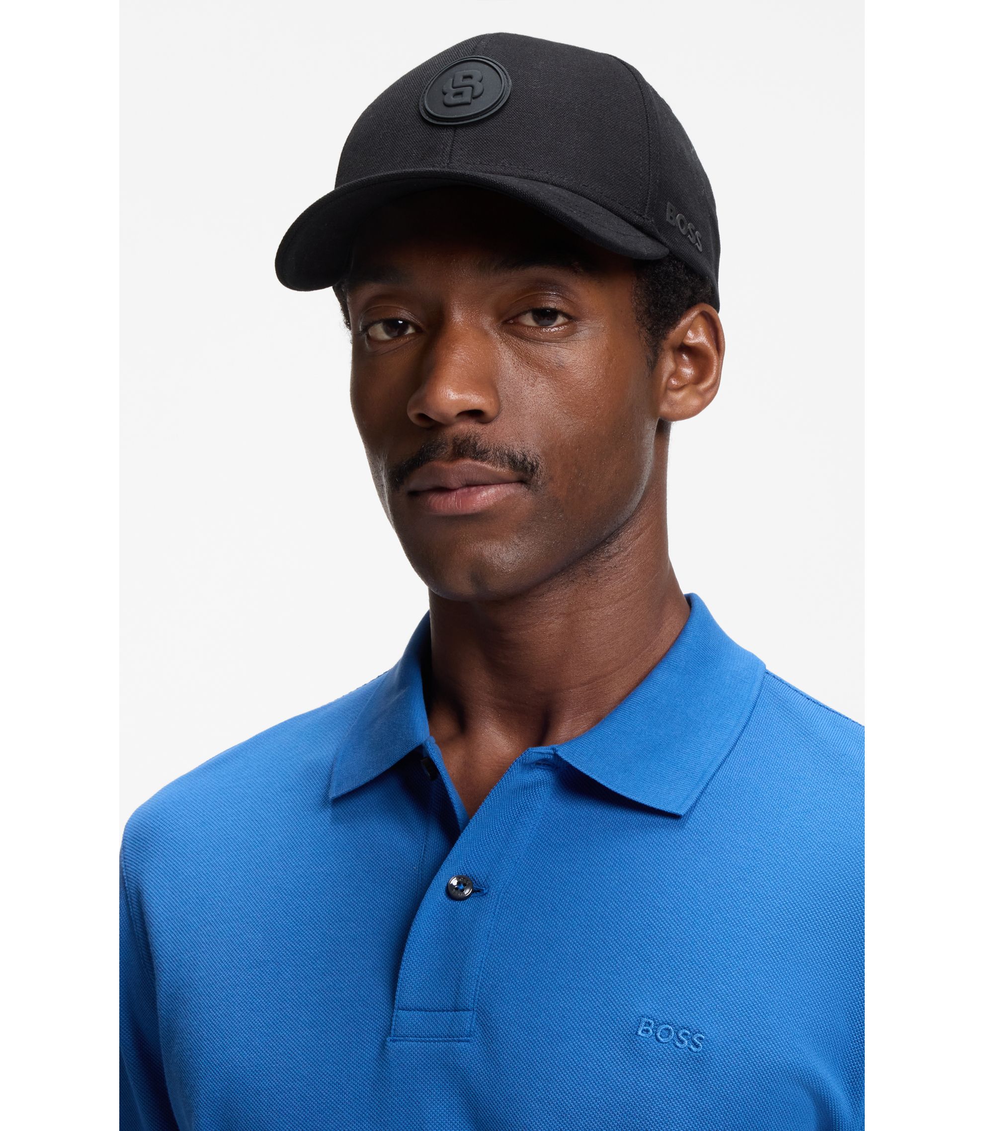 ドレミ　　　　　　　　　　　　　　　HUGO BOSS BOSS - Cotton-canvas cap with Double B monogram badge - Black