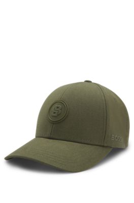 Cotton-canvas cap with Double B monogram badge, Light Green