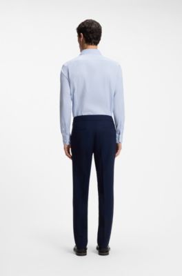Slim-fit shirt in a structured cotton blend, Light Blue
