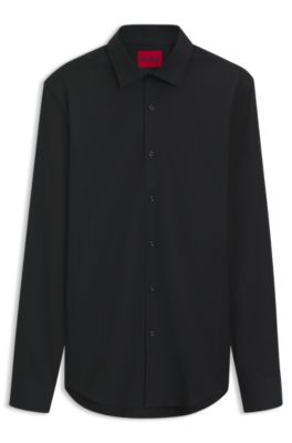 Slim-fit cotton shirt, Black