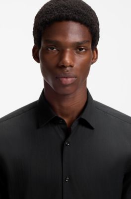Slim-fit cotton shirt, Black