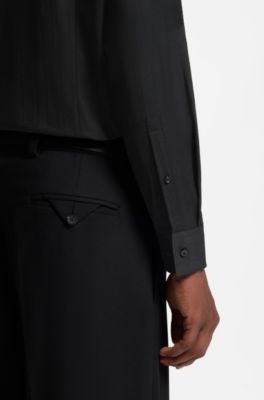 Slim-fit cotton shirt, Black