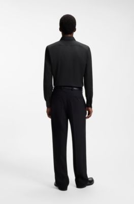 Slim-fit cotton shirt, Black