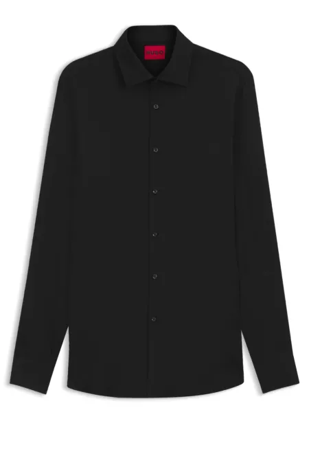 Slim-fit business shirt in soft garment-washed fabric