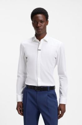 Chemise d'affaires Slim en coton stretch, Blanc