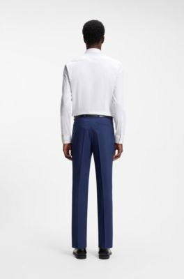 Slim-fit business shirt in stretch cotton, White