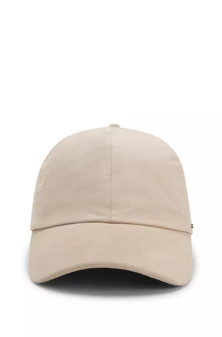Cotton-gabardine cap with suede visor