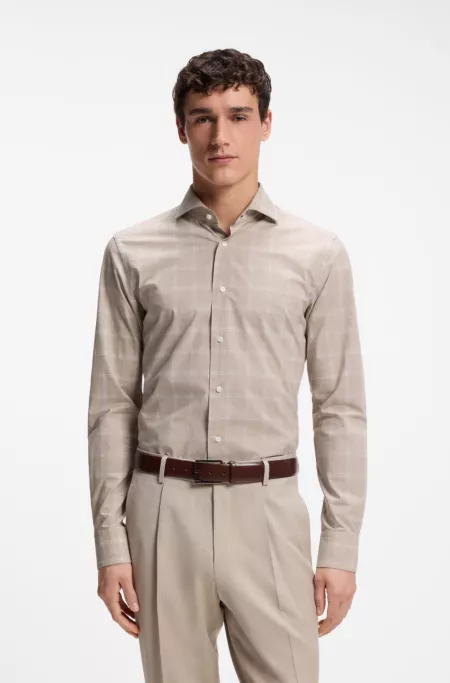 Slim-fit shirt in checked Italian-made cotton