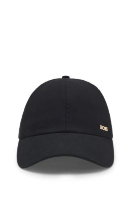 Gorra de pana de algod&oacute;n con logo met&aacute;lico, Negro