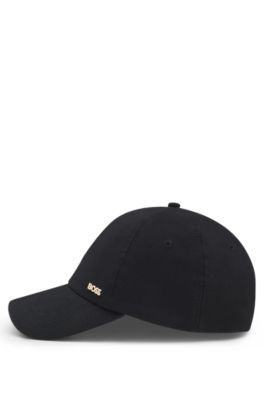Gorra de pana de algod&oacute;n con logo met&aacute;lico, Negro