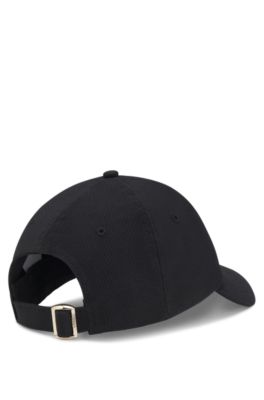 Gorra de pana de algod&oacute;n con logo met&aacute;lico, Negro
