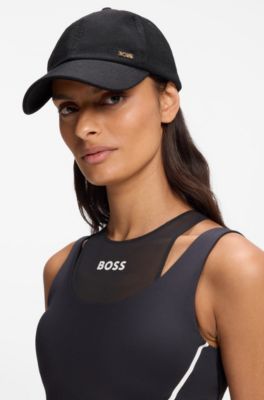 Gorra de pana de algod&oacute;n con logo met&aacute;lico, Negro