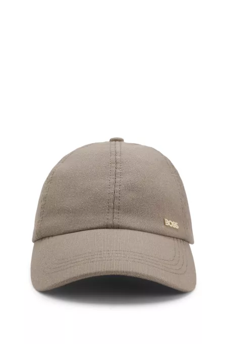 Cotton-blend corduroy cap with metal logo