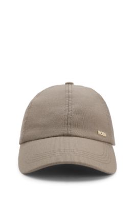 Gorra de pana de algod&oacute;n con logo met&aacute;lico, Marr&oacute;n
