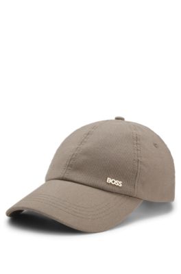 Gorra de pana de algod&oacute;n con logo met&aacute;lico, Marr&oacute;n
