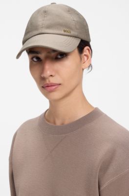 Gorra de pana de algod&oacute;n con logo met&aacute;lico, Marr&oacute;n