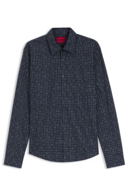 Slim-fit cotton shirt, Dark Blue