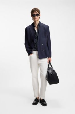 Slim-fit cotton shirt, Dark Blue