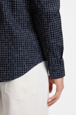 Slim-fit cotton shirt, Dark Blue