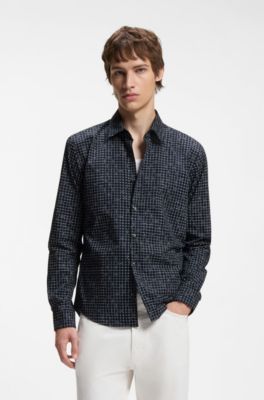 Slim-fit cotton shirt, Dark Blue