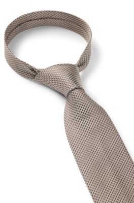 Cravate en soie italienne &agrave; motif, Marron